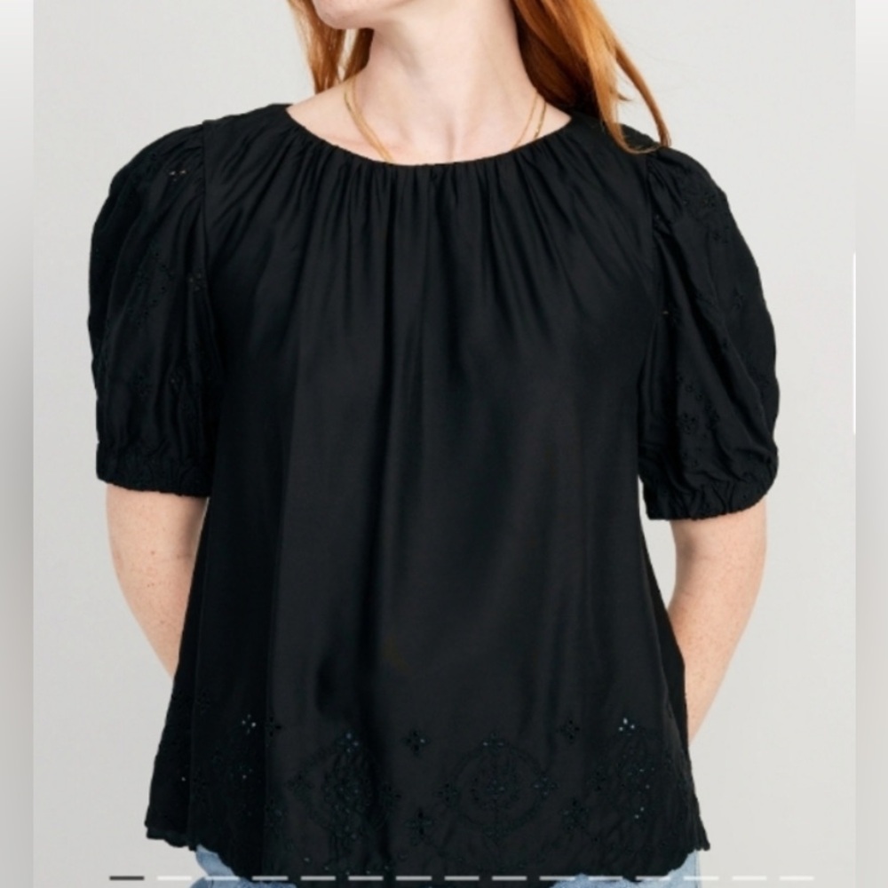 Old Navy Black Puff Sleeve Blouse